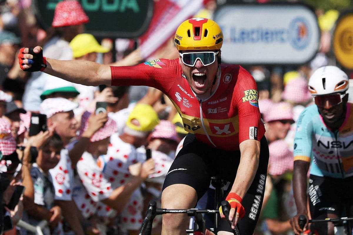 Norway’s Soren Wærenskjold outsprints favourites to win fastest-ever Tour de France stage