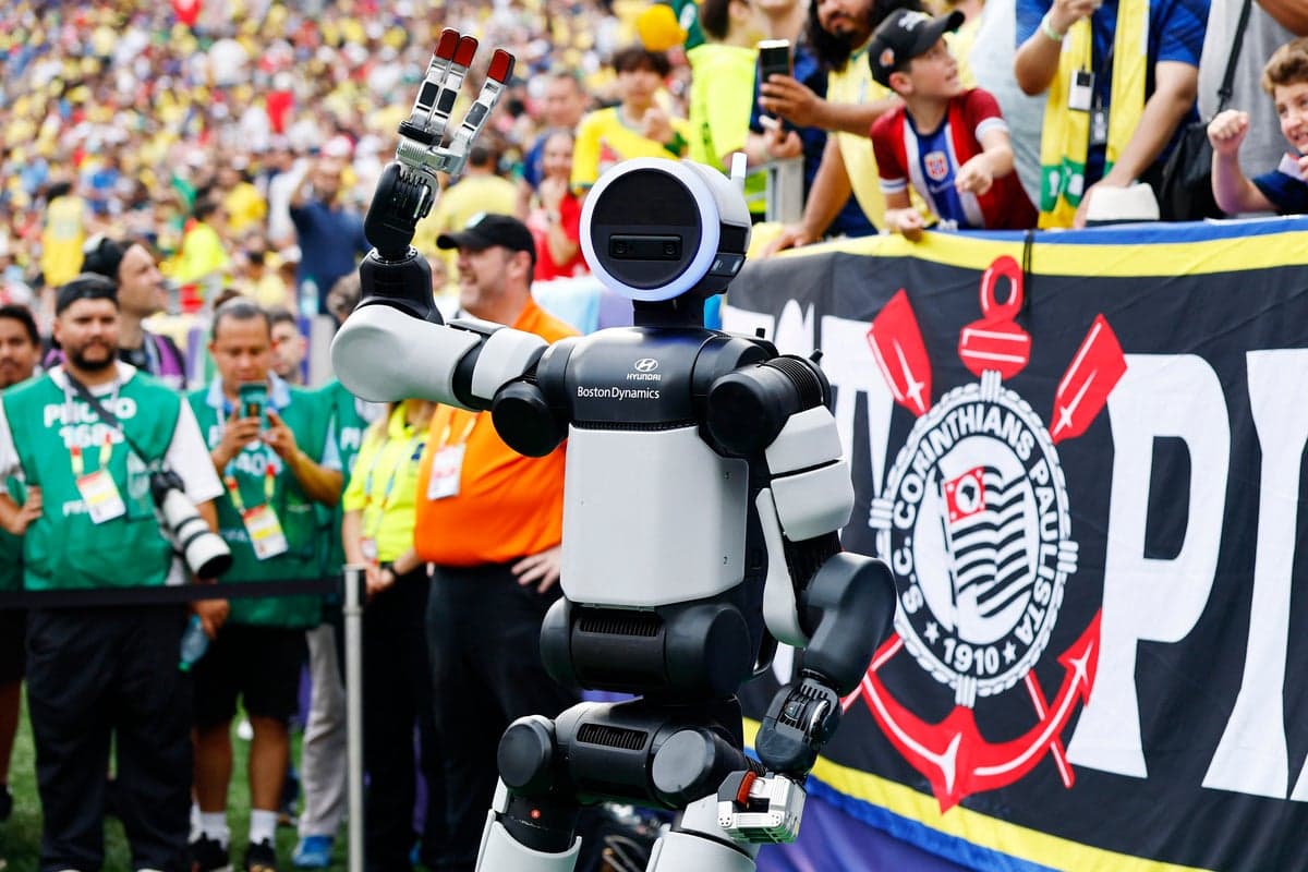 Atlas, the humanoid robot, stars with match ball delivery ahead of Brazil V Norway 
