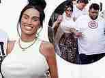 Katie Price shows off the full results of her latest surgery as she beams during a day out with son Harvey and boyfriend JJ Slater - after comparing herself to Spock amid her sixth facelift