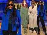 Naomi Campbell looks stylish in electric blue as she joins Eleanor Tomlinson and Anna Wintour at Harrods for iconic store's Burberry hosted 175th anniversary party