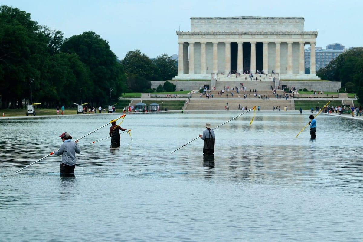 Olympian speaks out after blue-paint ‘vandalism’ arrest at Trump’s algae-covered Reflecting Pool