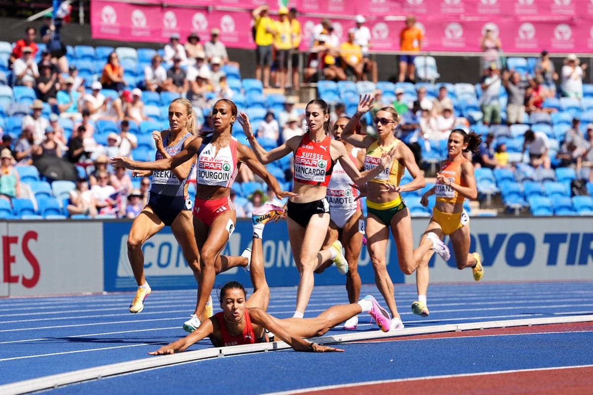 Keely Hodgkinson through as rival Audrey Werro contentiously in final after fall