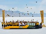Britain's Andy Green, the only person to break the sound barrier in a car, sets hydrogen speed record using JCB tractor engines