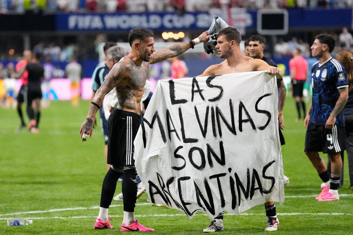 ‘Malvinas are Argentinian’: Victors celebrate with Falklands banner after England World Cup exit