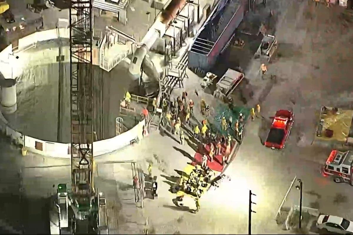 31 workers safely removed after part of industrial tunnel collapses in  Los Angeles