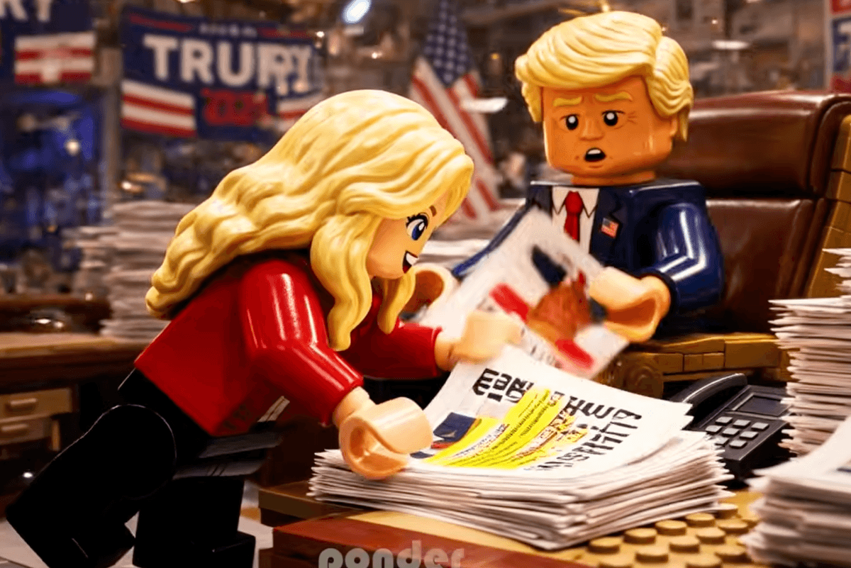 Trump and aide Natalie Harp get the LEGO treatment in ‘incredible’ AI video from parody account