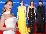 Scarlett Johansson is radiant in a fitted white gown with glamorous Sophia Bush, Rosario Dawson and Molly Ringwald at star-studded White House Correspondents' Dinner in Washington D.C.