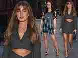 Love Island's Georgia Steel flashes her abs in a grey minidress as she joins stunning Kady McDermott for a night out in Manchester