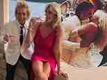 Rod Stewart raises a glass as he parties the night away with leggy wife Penny Lancaster while his son Liam ditches his suit during raucous wedding reception after the ice hockey star tied the knot in Dubrovnik