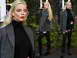 Anya Taylor-Joy puts on a leggy display in a black mini dress and a chic grey tweed blazer as she attends the Dior Cruise show in Scotland