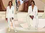 Naomi Campbell is the epitome of chic in a striking white BOSS suit as she attends the V&A opening of her ‘Naomi: In Fashion’ exhibition