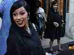Cardi B covers up her curves in black floaty dress and gothic makeup as she heads out for dinner in Paris