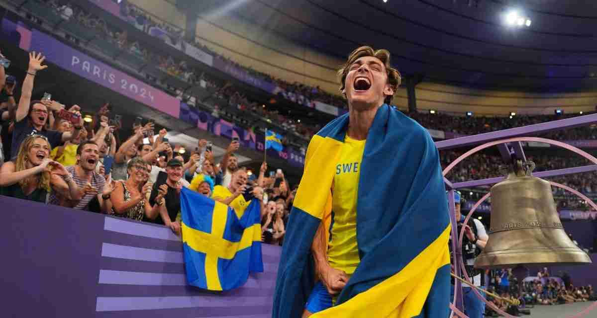 Armand Duplantis breaks pole vault world record again to top off Olympic gold at Paris 2024